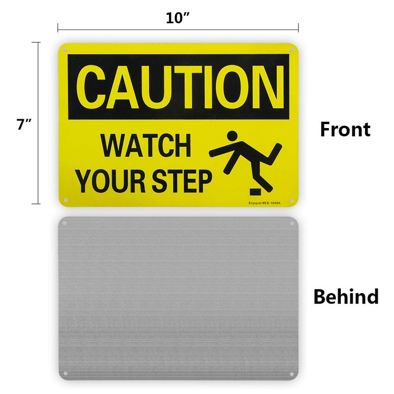 Enjoyist 2-Pack Caution Watch Your Step Sign, 10"x 7" .040 Rust Free Aluminum â€“ Reflective, UV Protected and Weatherproof - Image 2